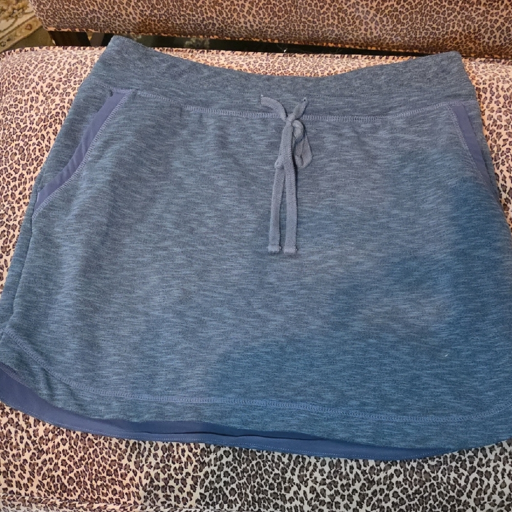 Athleta Heathered Blue Mini Skirt with Drawstring